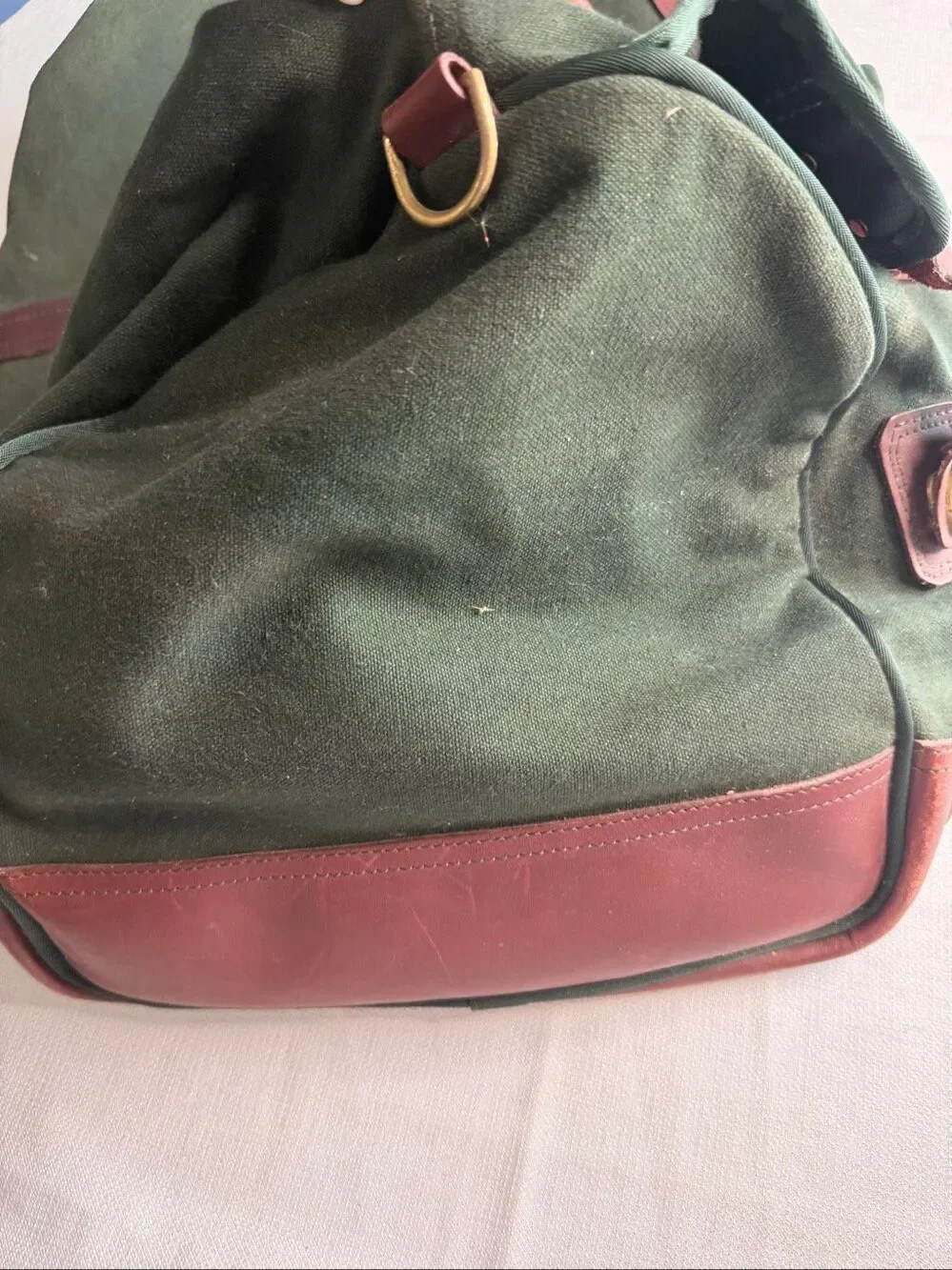Vintage Orvis Battenkill Green Canvas Leather Duffel Weekender Travel Bag